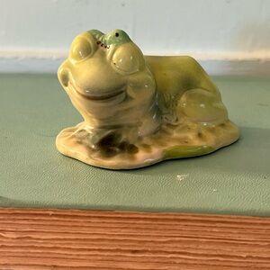 Josef Original Frog Figurine: Vintage Japanese Ceramic with Caterpillar